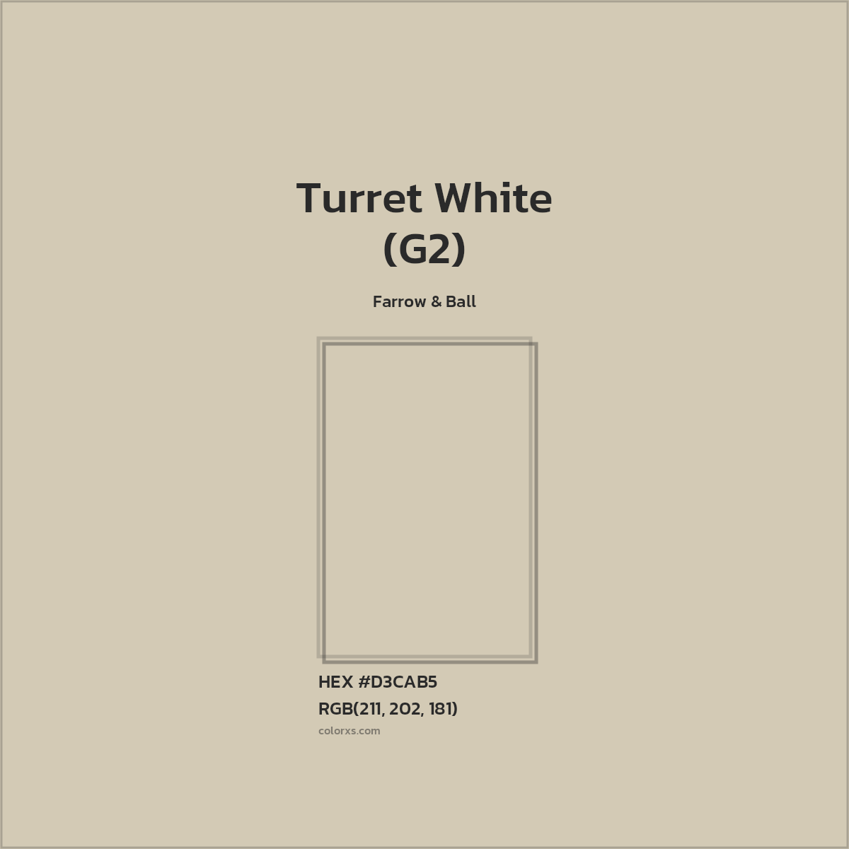 HEX #D3CAB5 Turret White (G2) Paint Farrow & Ball - Color Code