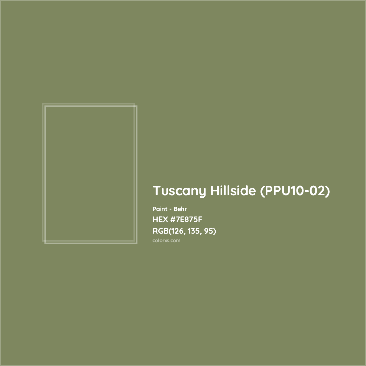 HEX #7E875F Tuscany Hillside (PPU10-02) Paint Behr - Color Code