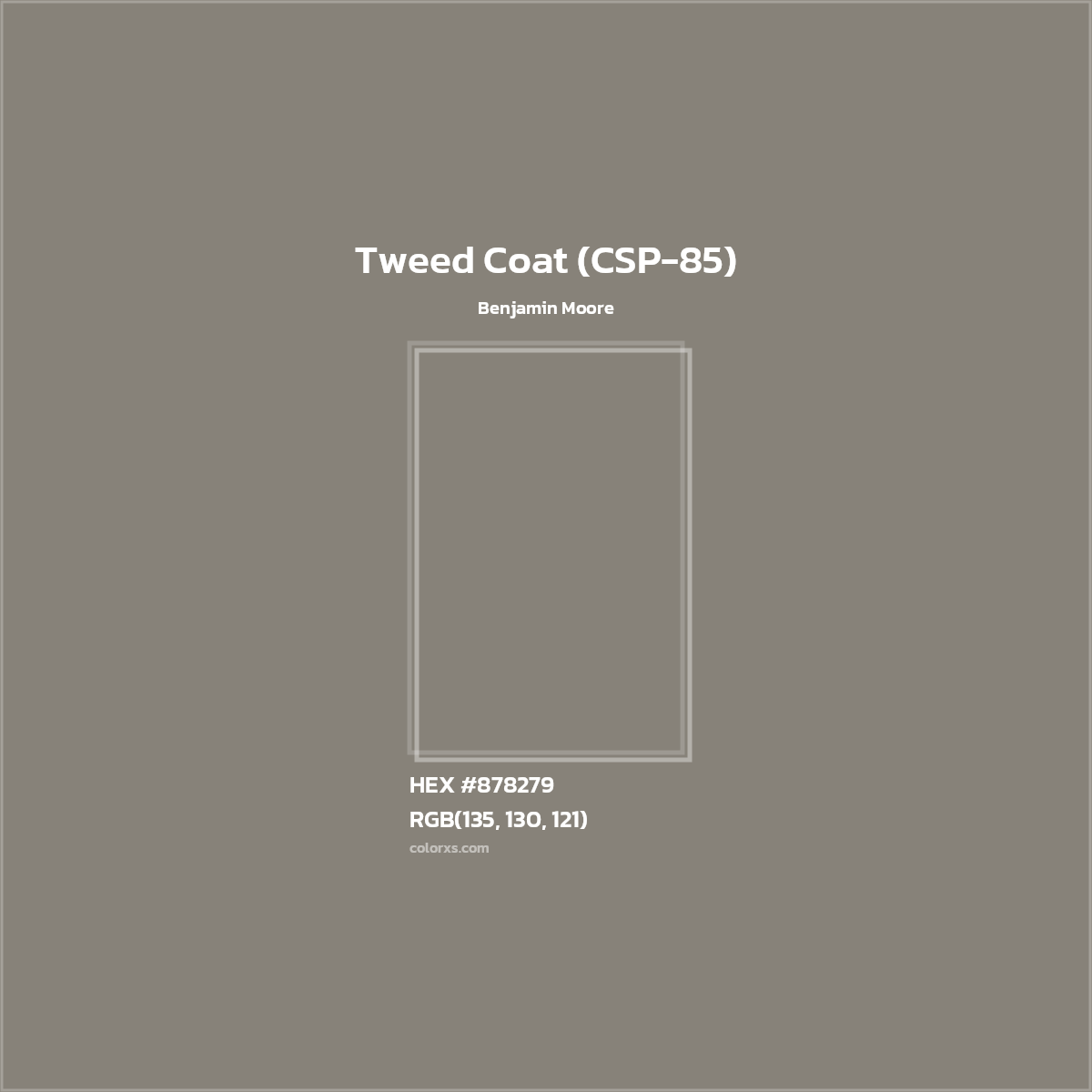 HEX #878279 Tweed Coat (CSP-85) Paint Benjamin Moore - Color Code