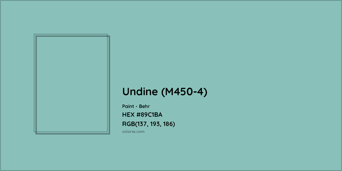 HEX #89C1BA Undine (M450-4) Paint Behr - Color Code