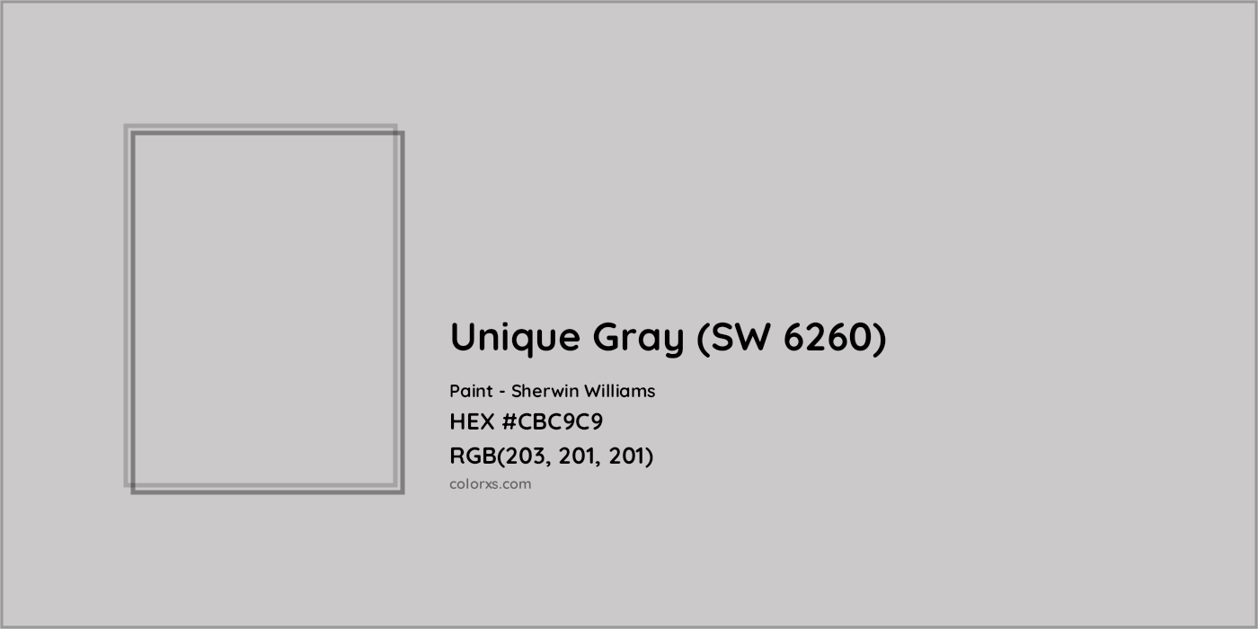 HEX #CBC9C9 Unique Gray (SW 6260) Paint Sherwin Williams - Color Code