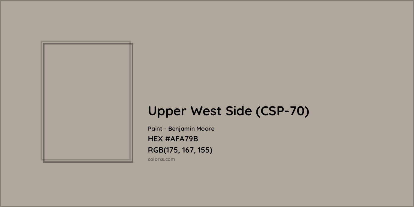 HEX #AFA79B Upper West Side (CSP-70) Paint Benjamin Moore - Color Code