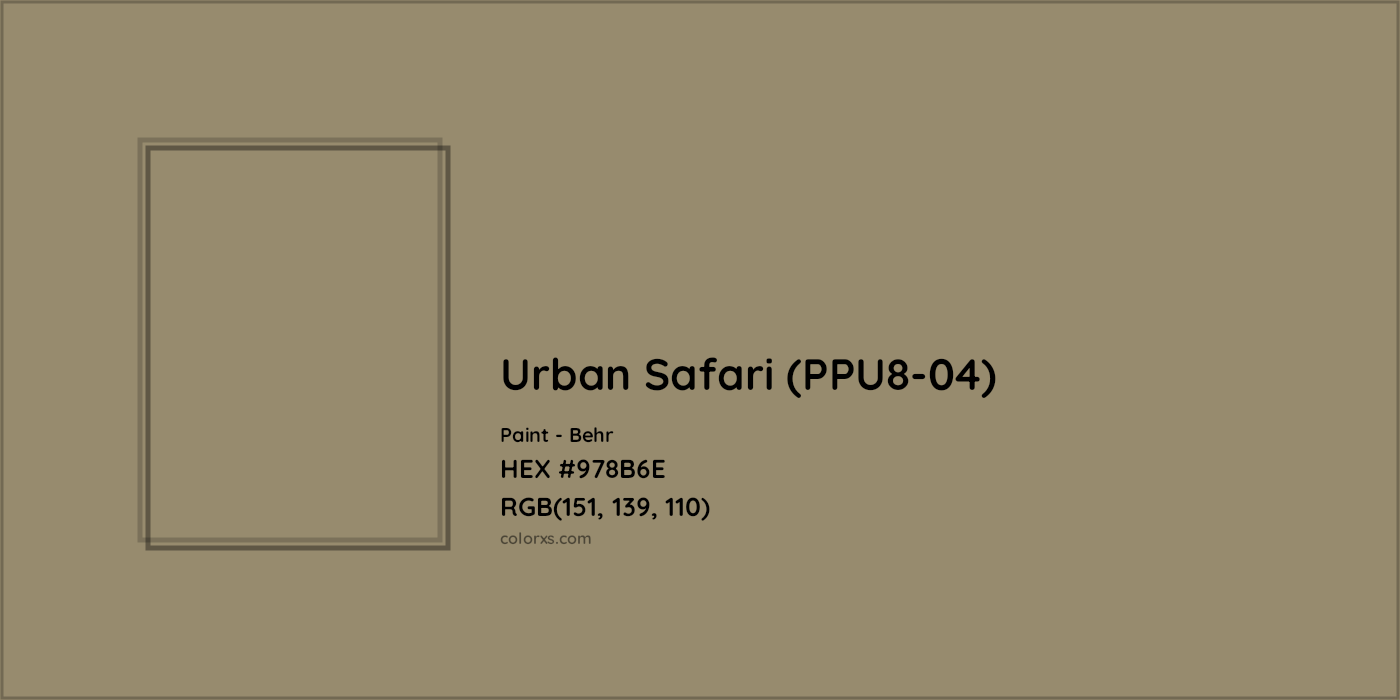 HEX #978B6E Urban Safari (PPU8-04) Paint Behr - Color Code