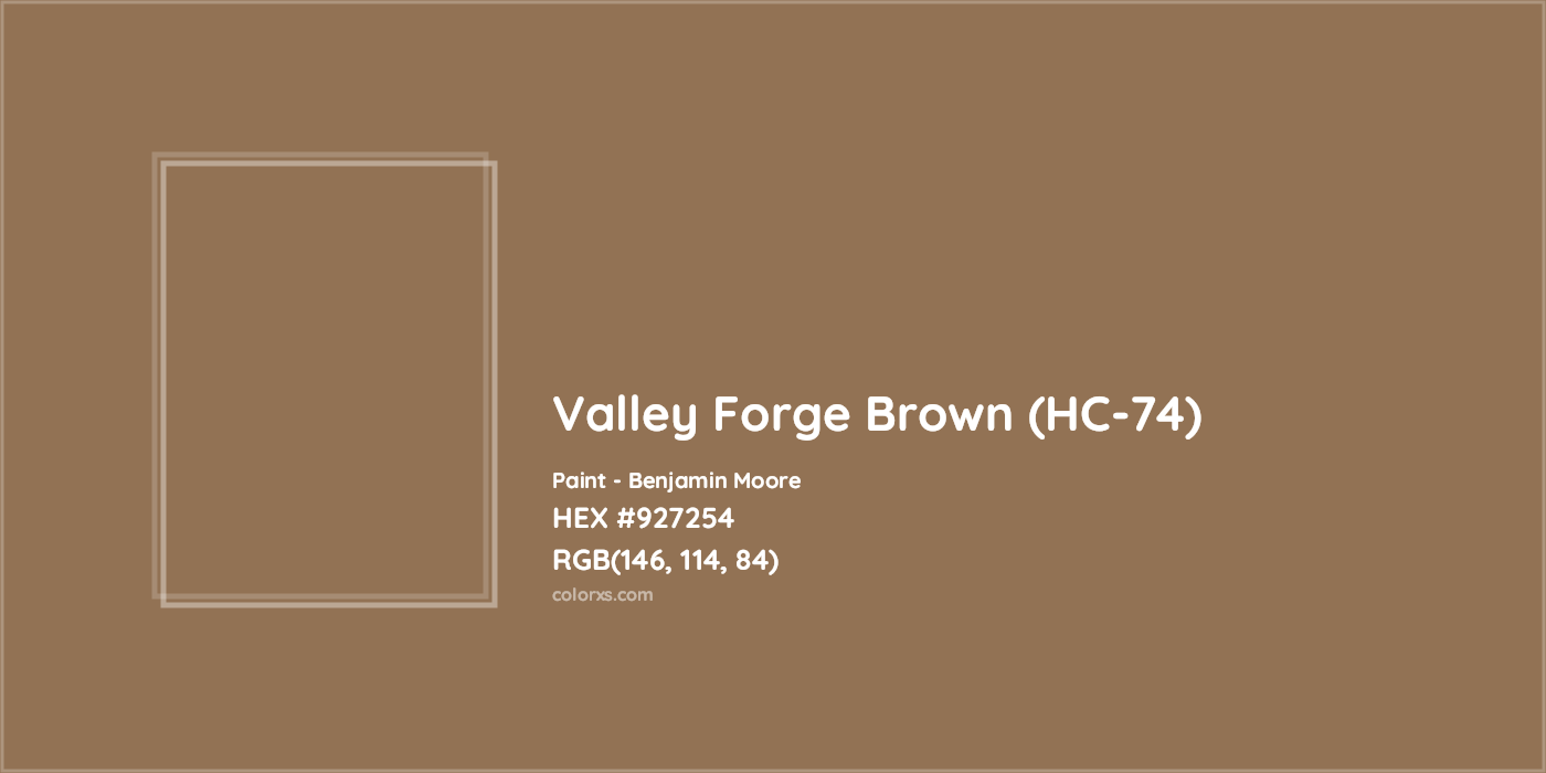 HEX #927254 Valley Forge Brown (HC-74) Paint Benjamin Moore - Color Code