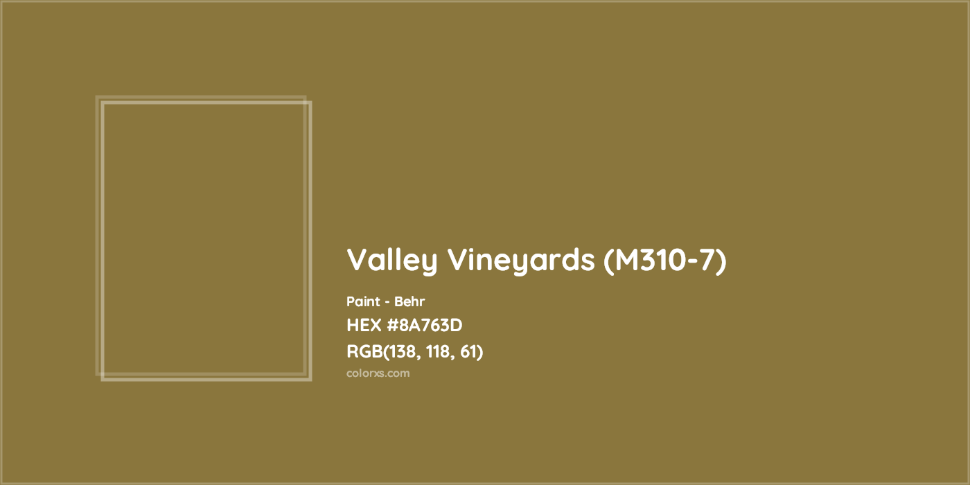 HEX #8A763D Valley Vineyards (M310-7) Paint Behr - Color Code