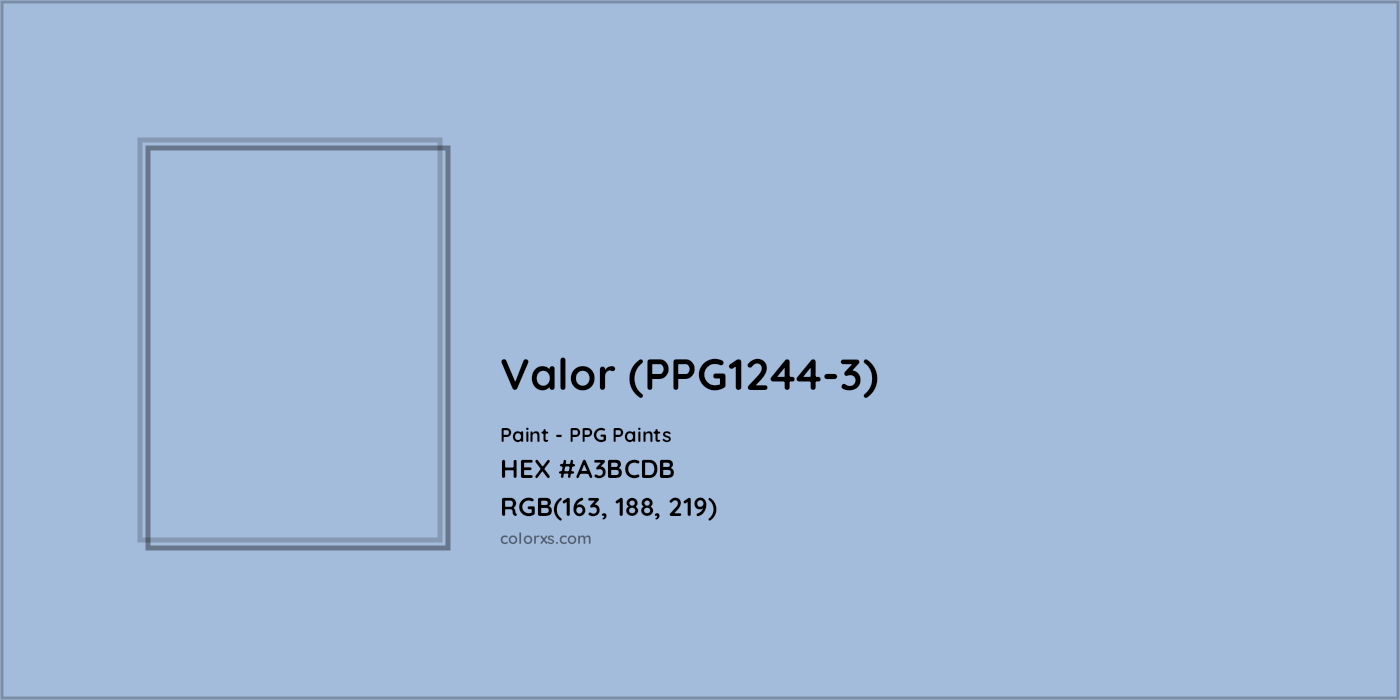 HEX #A3BCDB Valor (PPG1244-3) Paint PPG Paints - Color Code
