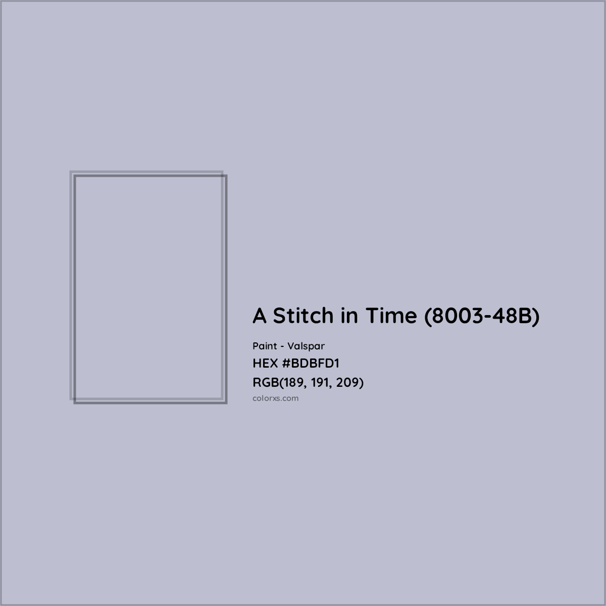 HEX #BDBFD1 A Stitch in Time (8003-48B) Paint Valspar - Color Code
