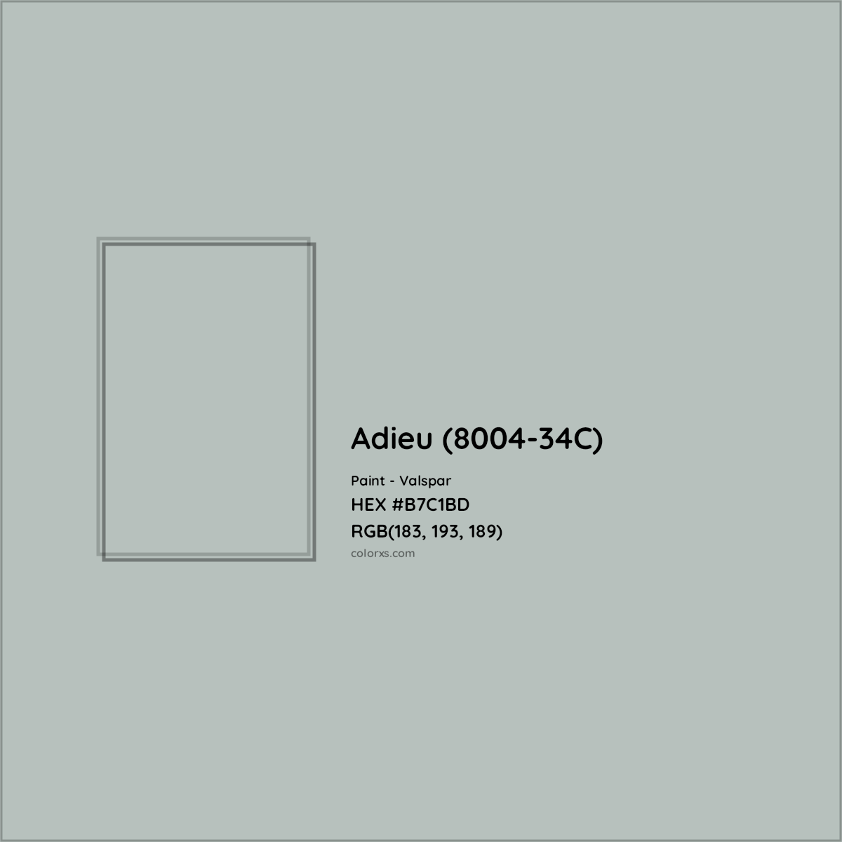 HEX #B7C1BD Adieu (8004-34C) Paint Valspar - Color Code