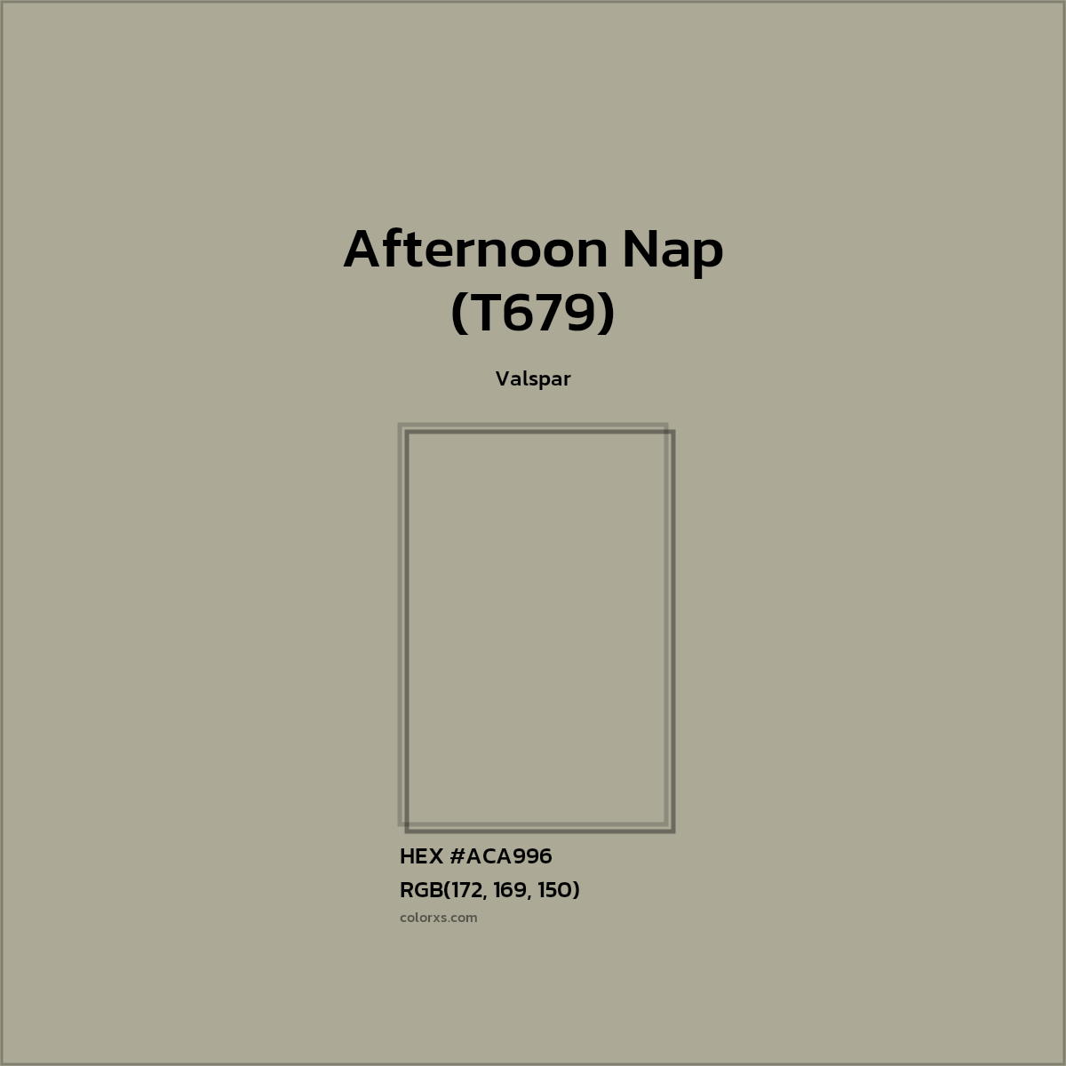 HEX #ACA996 Afternoon Nap (T679) Paint Valspar - Color Code