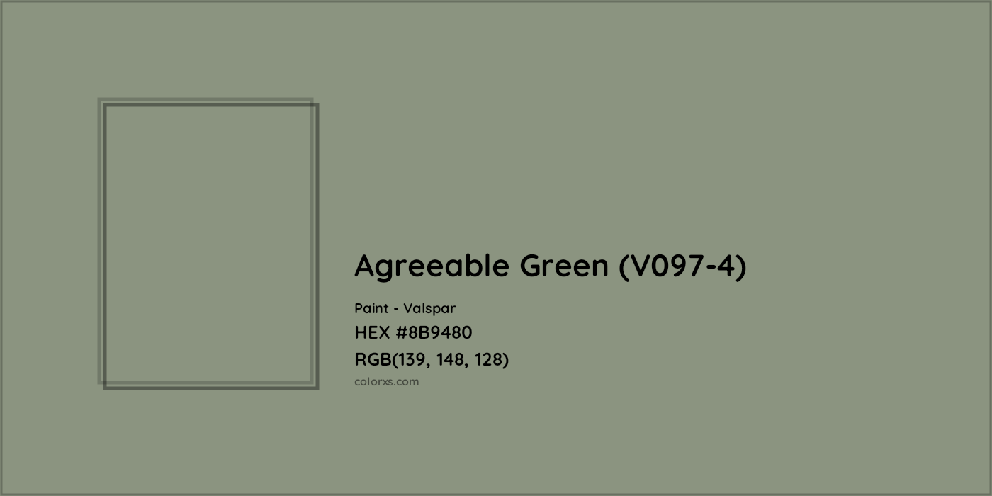 HEX #8B9480 Agreeable Green (V097-4) Paint Valspar - Color Code