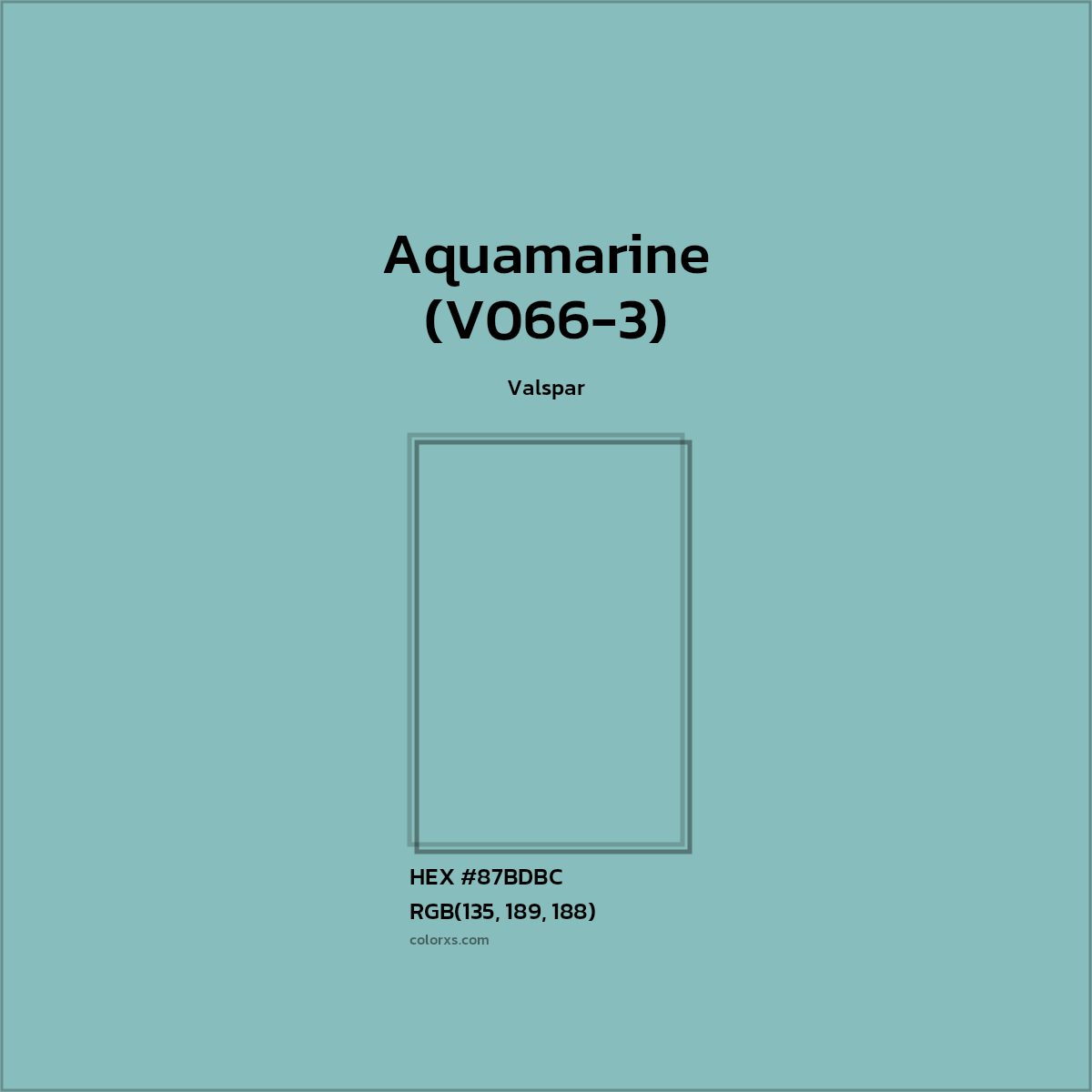 HEX #87BDBC Aquamarine (V066-3) Paint Valspar - Color Code