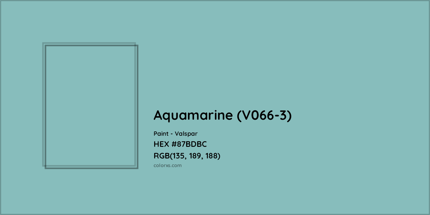 HEX #87BDBC Aquamarine (V066-3) Paint Valspar - Color Code