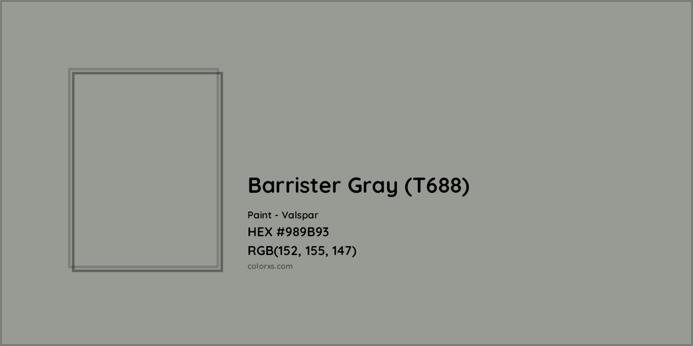 HEX #989B93 Barrister Gray (T688) Paint Valspar - Color Code