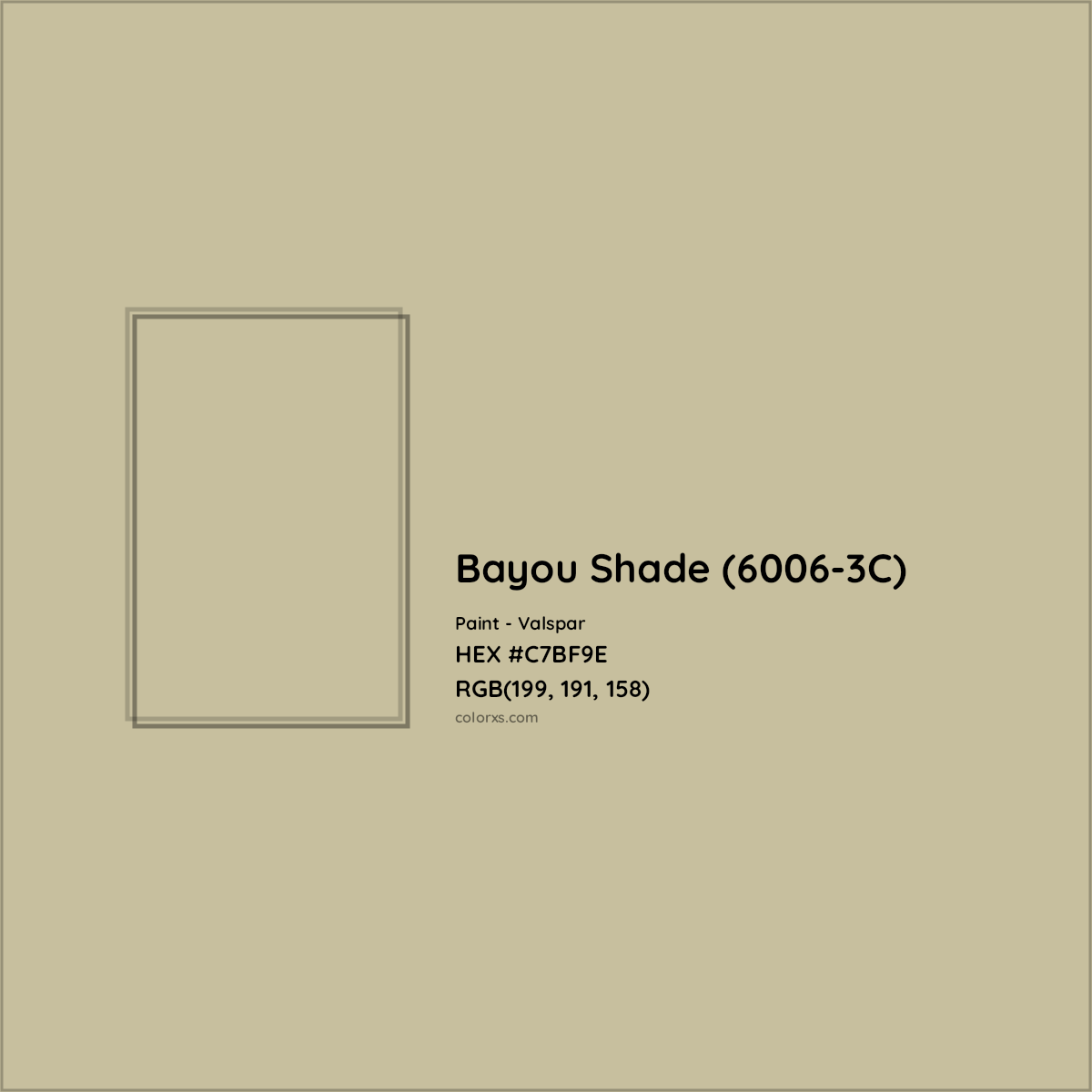 HEX #C7BF9E Bayou Shade (6006-3C) Paint Valspar - Color Code