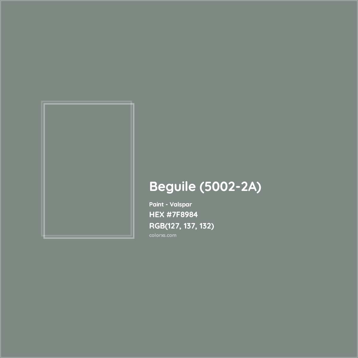 HEX #7F8984 Beguile (5002-2A) Paint Valspar - Color Code