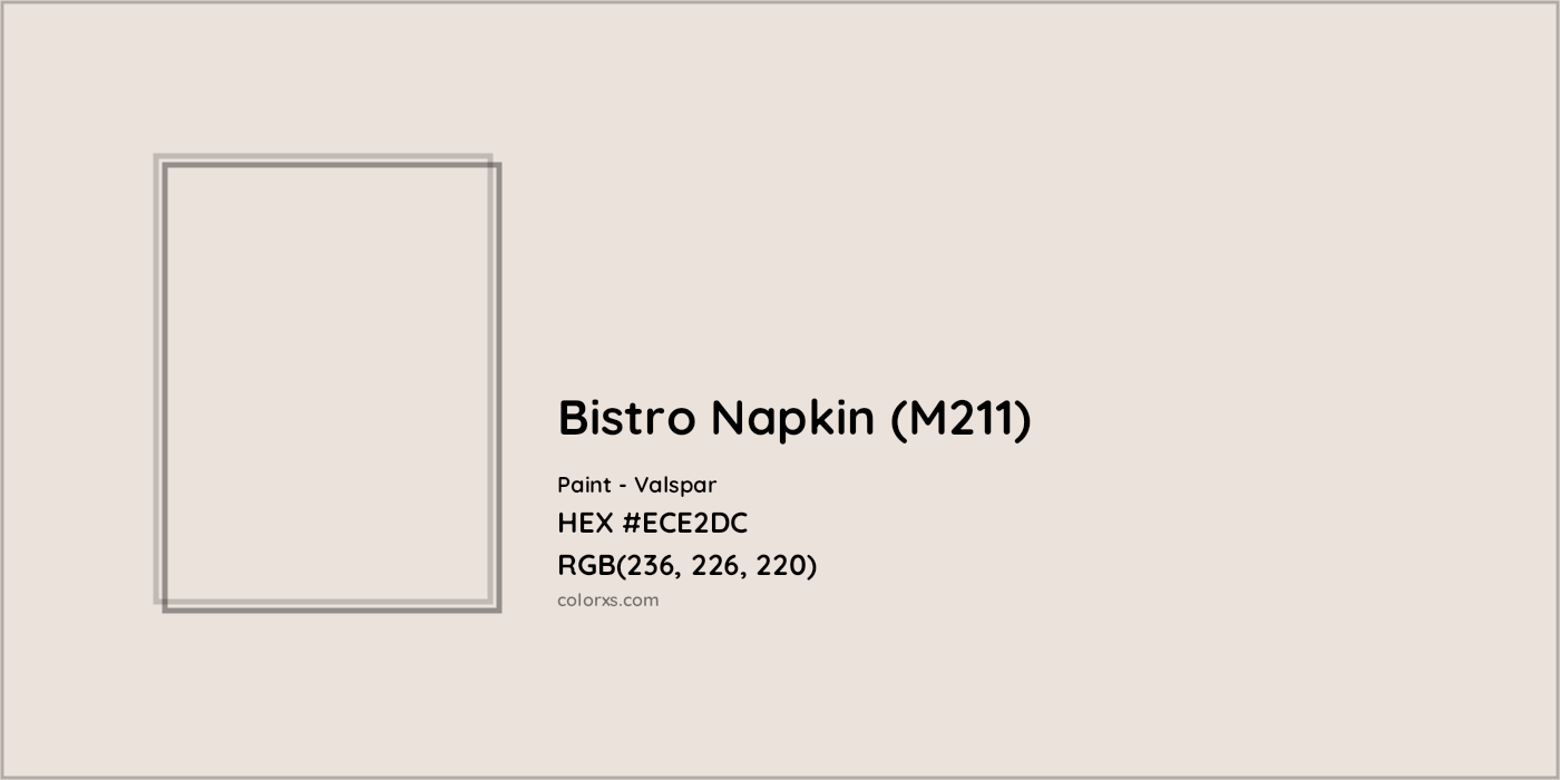 HEX #ECE2DC Bistro Napkin (M211) Paint Valspar - Color Code