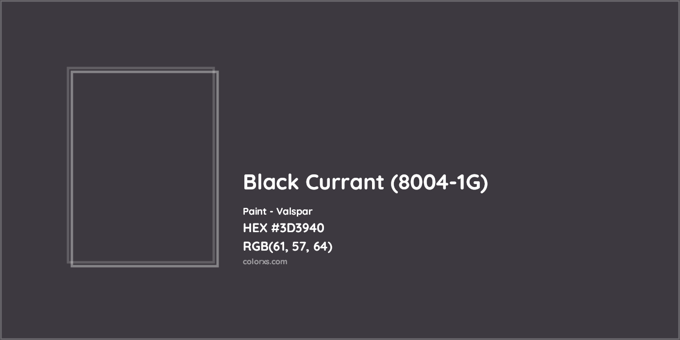 HEX #3D3940 Black Currant (8004-1G) Paint Valspar - Color Code