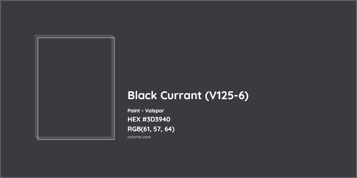HEX #3D3940 Black Currant (V125-6) Paint Valspar - Color Code