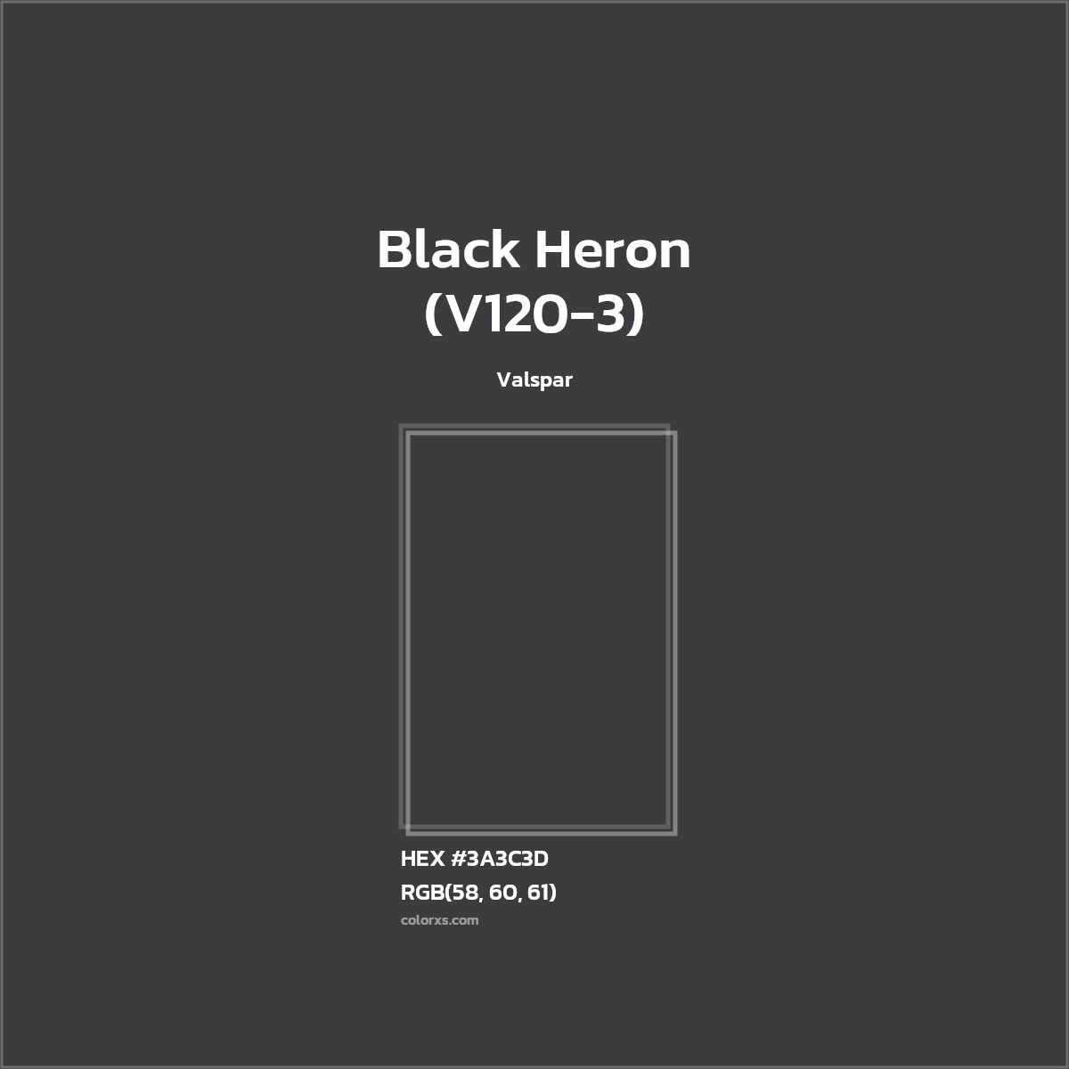 HEX #3A3C3D Black Heron (V120-3) Paint Valspar - Color Code