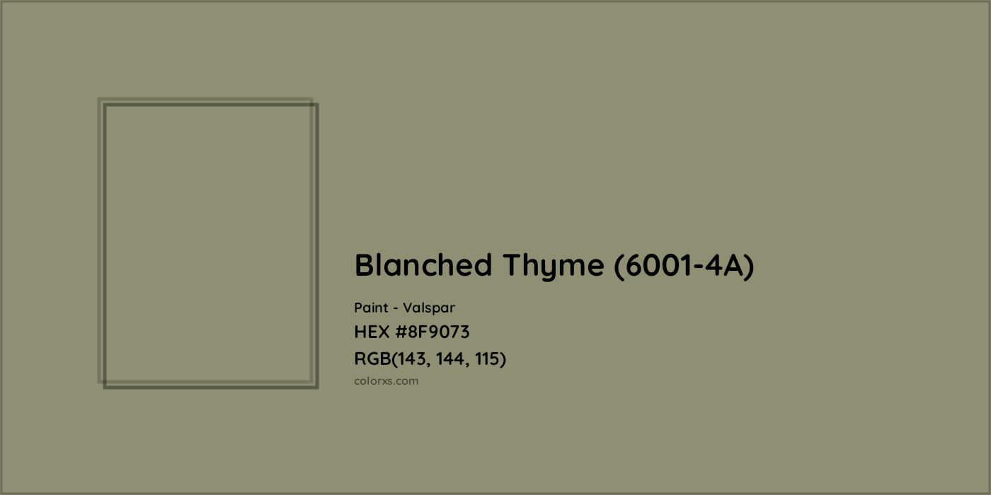 HEX #8F9073 Blanched Thyme (6001-4A) Paint Valspar - Color Code