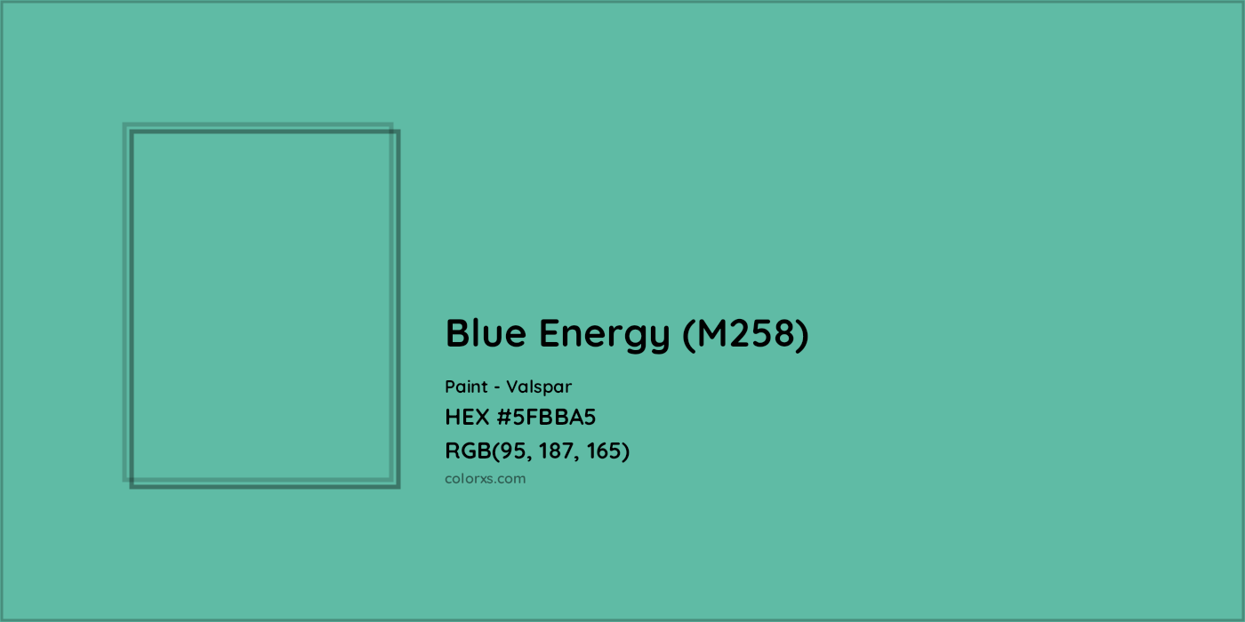 HEX #5FBBA5 Blue Energy (M258) Paint Valspar - Color Code