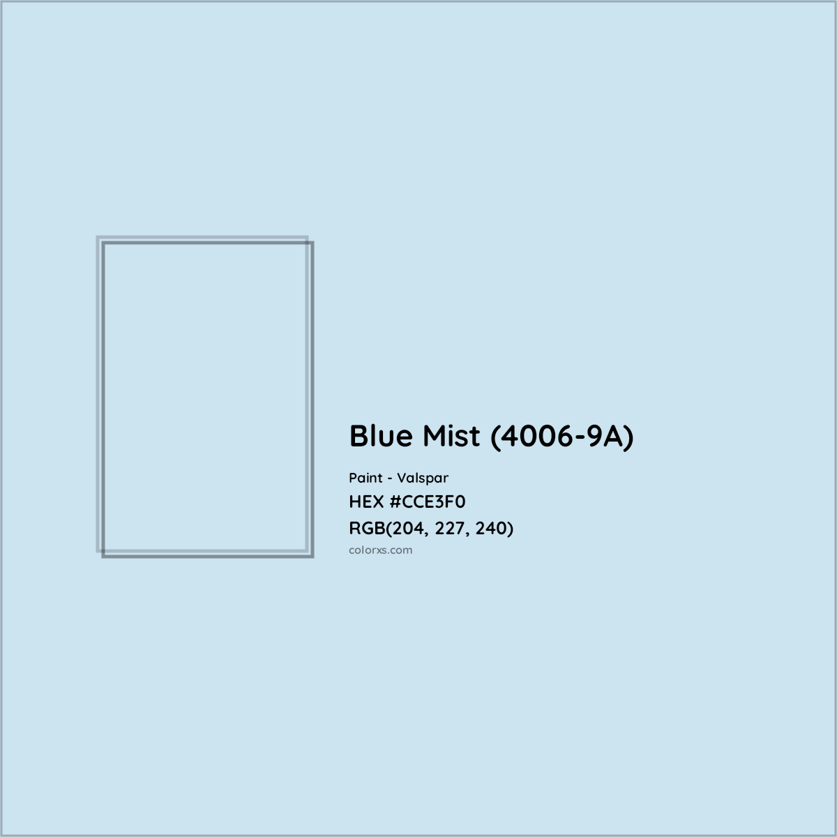 HEX #CCE3F0 Blue Mist (4006-9A) Paint Valspar - Color Code