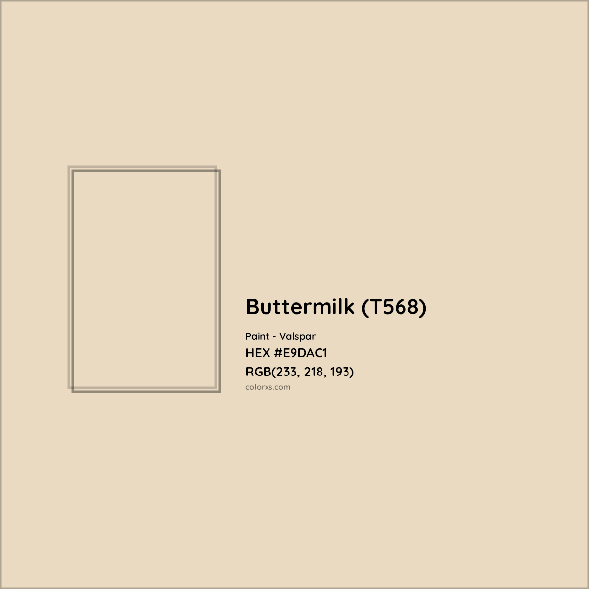 HEX #E9DAC1 Buttermilk (T568) Paint Valspar - Color Code