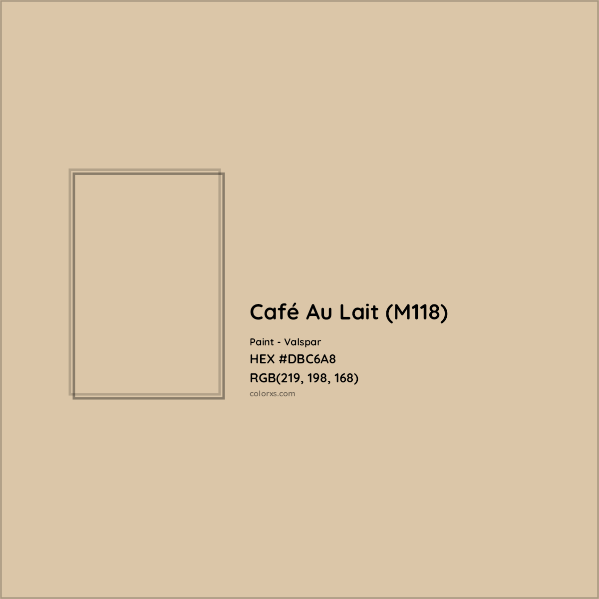HEX #DBC6A8 Café Au Lait (M118) Paint Valspar - Color Code