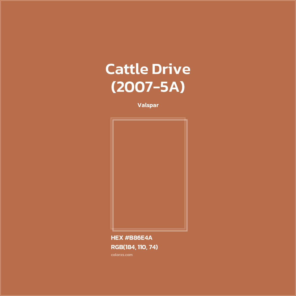HEX #B86E4A Cattle Drive (2007-5A) Paint Valspar - Color Code