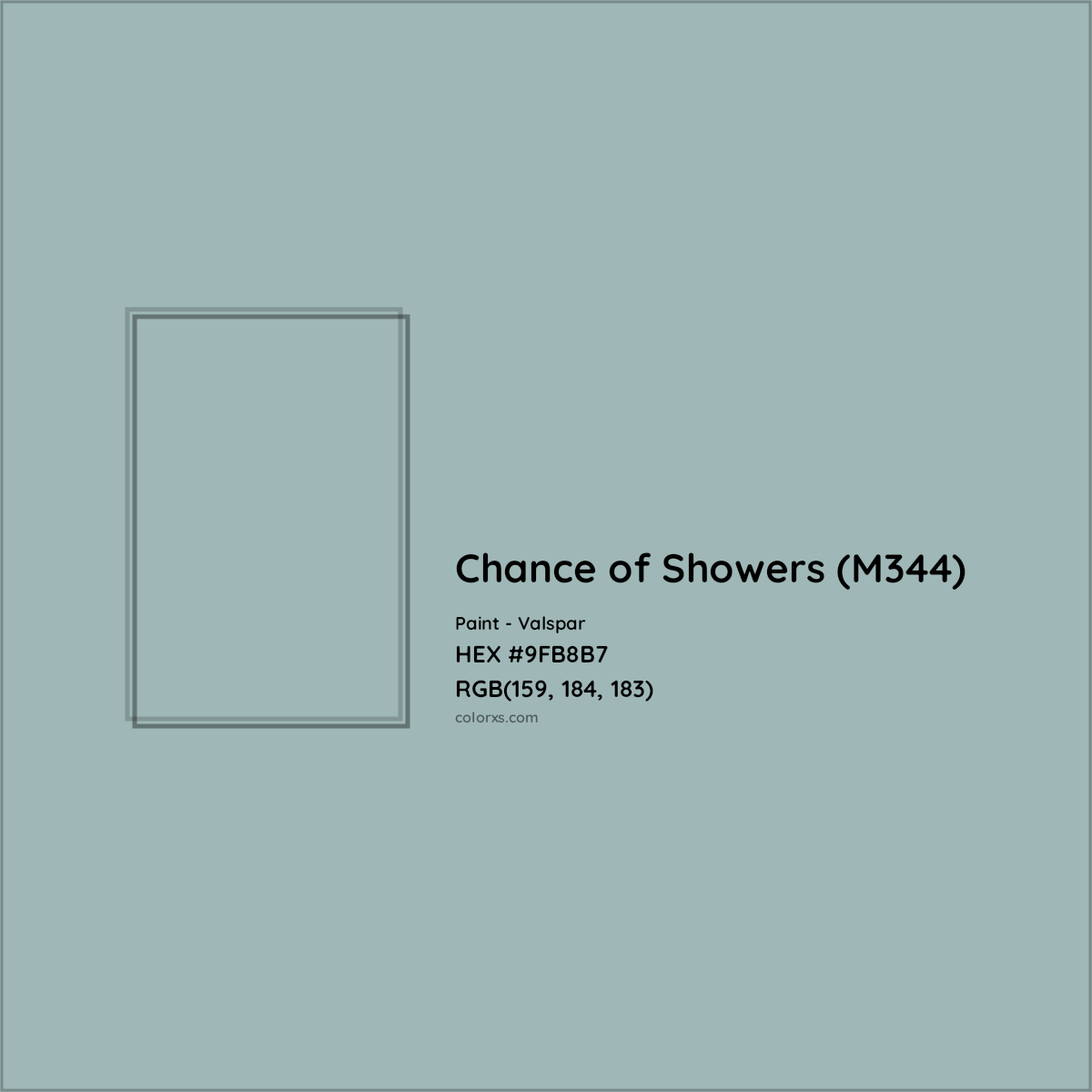 HEX #9FB8B7 Chance of Showers (M344) Paint Valspar - Color Code