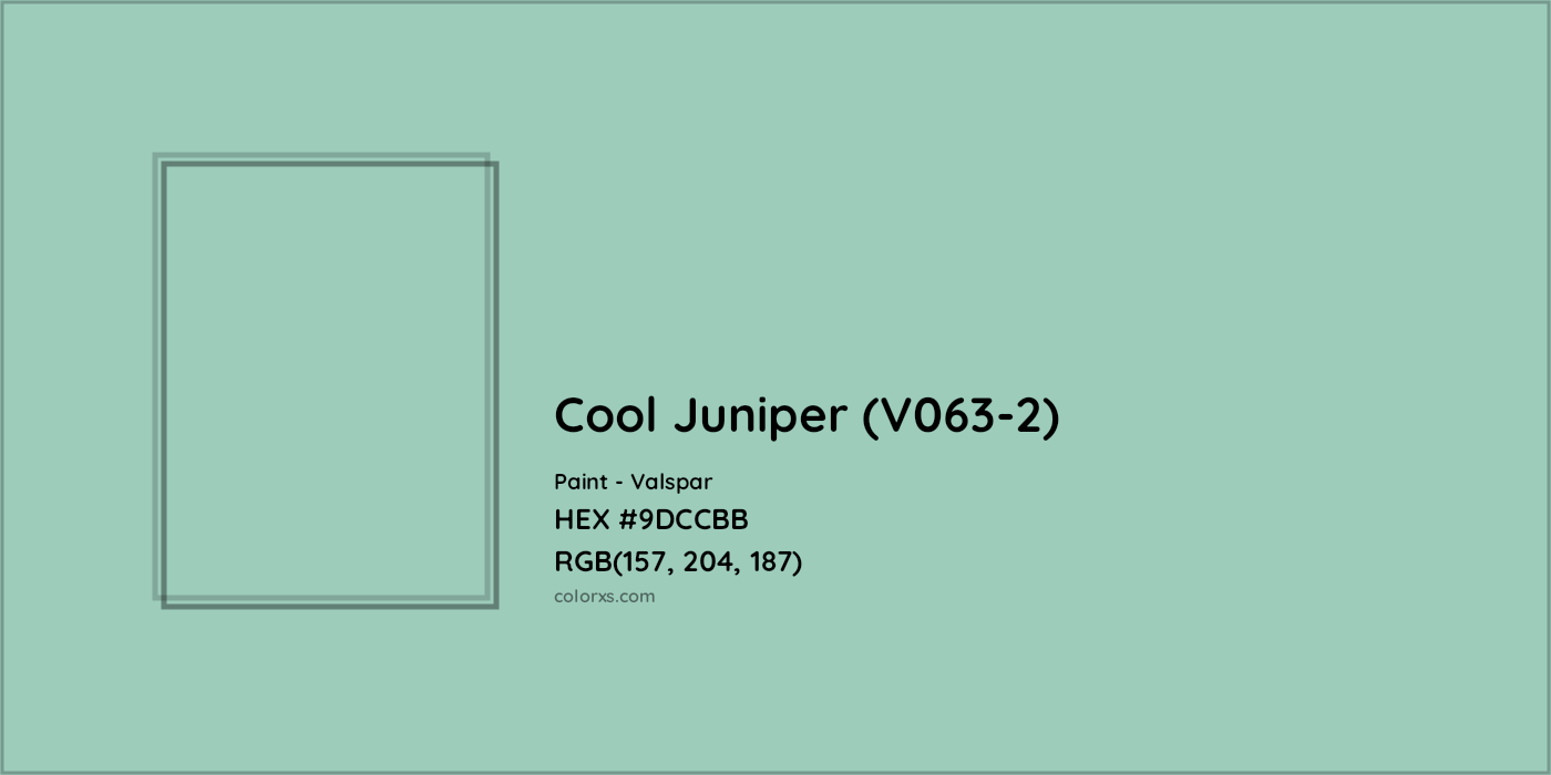 HEX #9DCCBB Cool Juniper (V063-2) Paint Valspar - Color Code