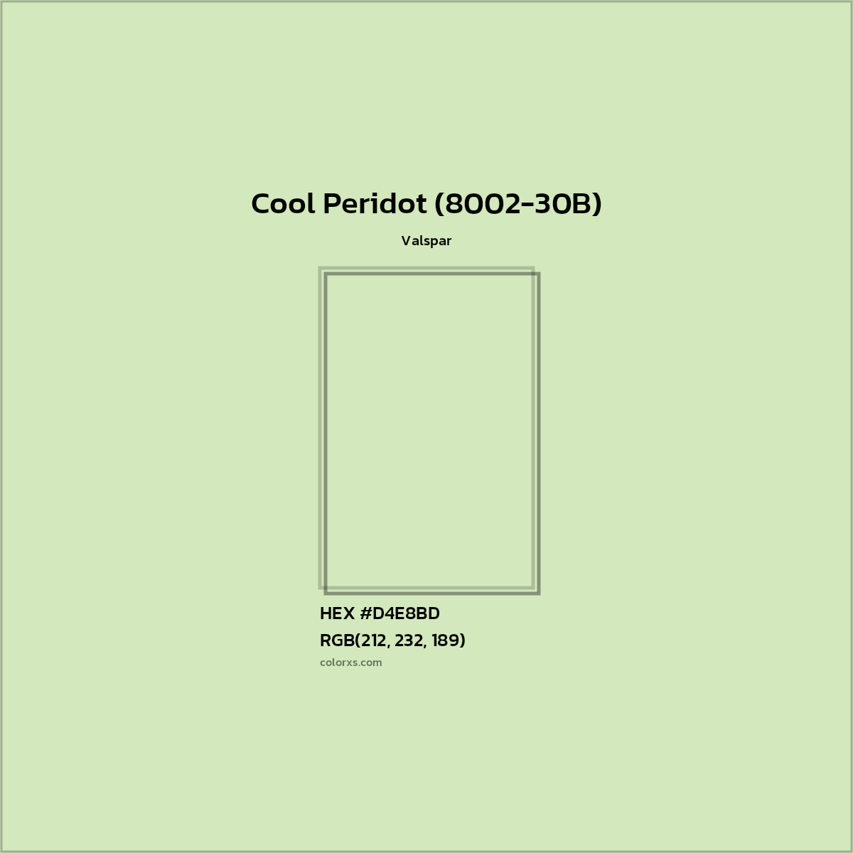 HEX #D4E8BD Cool Peridot (8002-30B) Paint Valspar - Color Code