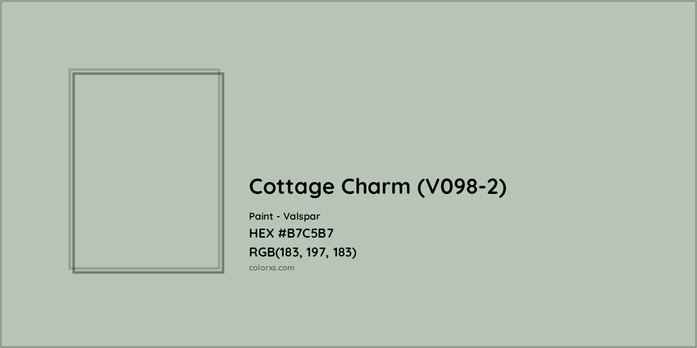 HEX #B7C5B7 Cottage Charm (V098-2) Paint Valspar - Color Code