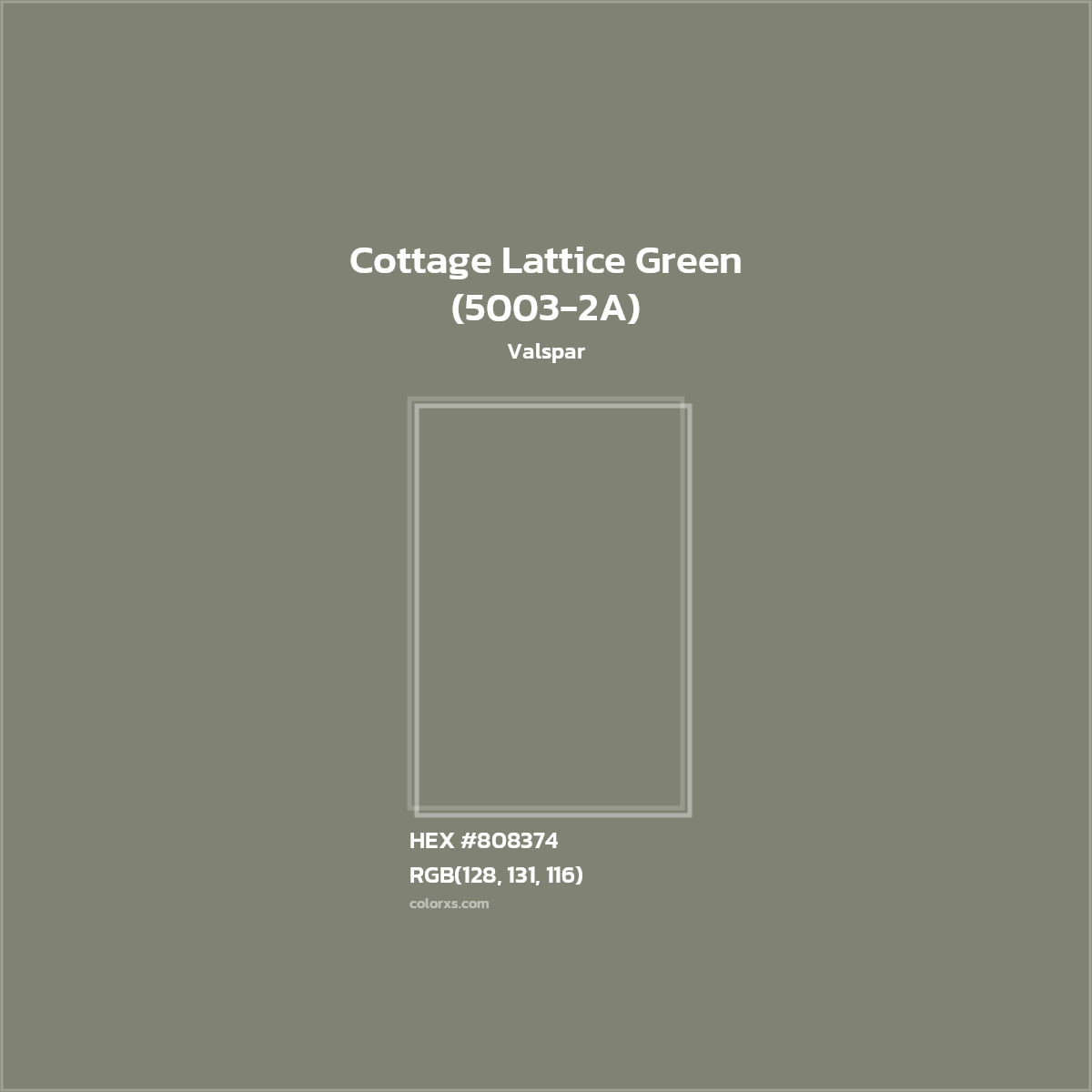 HEX #808374 Cottage Lattice Green (5003-2A) Paint Valspar - Color Code