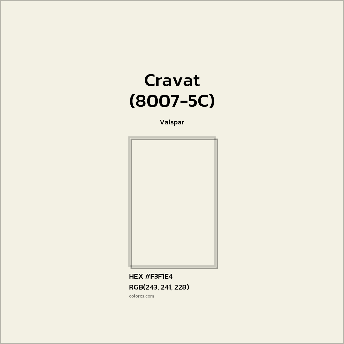 HEX #F3F1E4 Cravat (8007-5C) Paint Valspar - Color Code