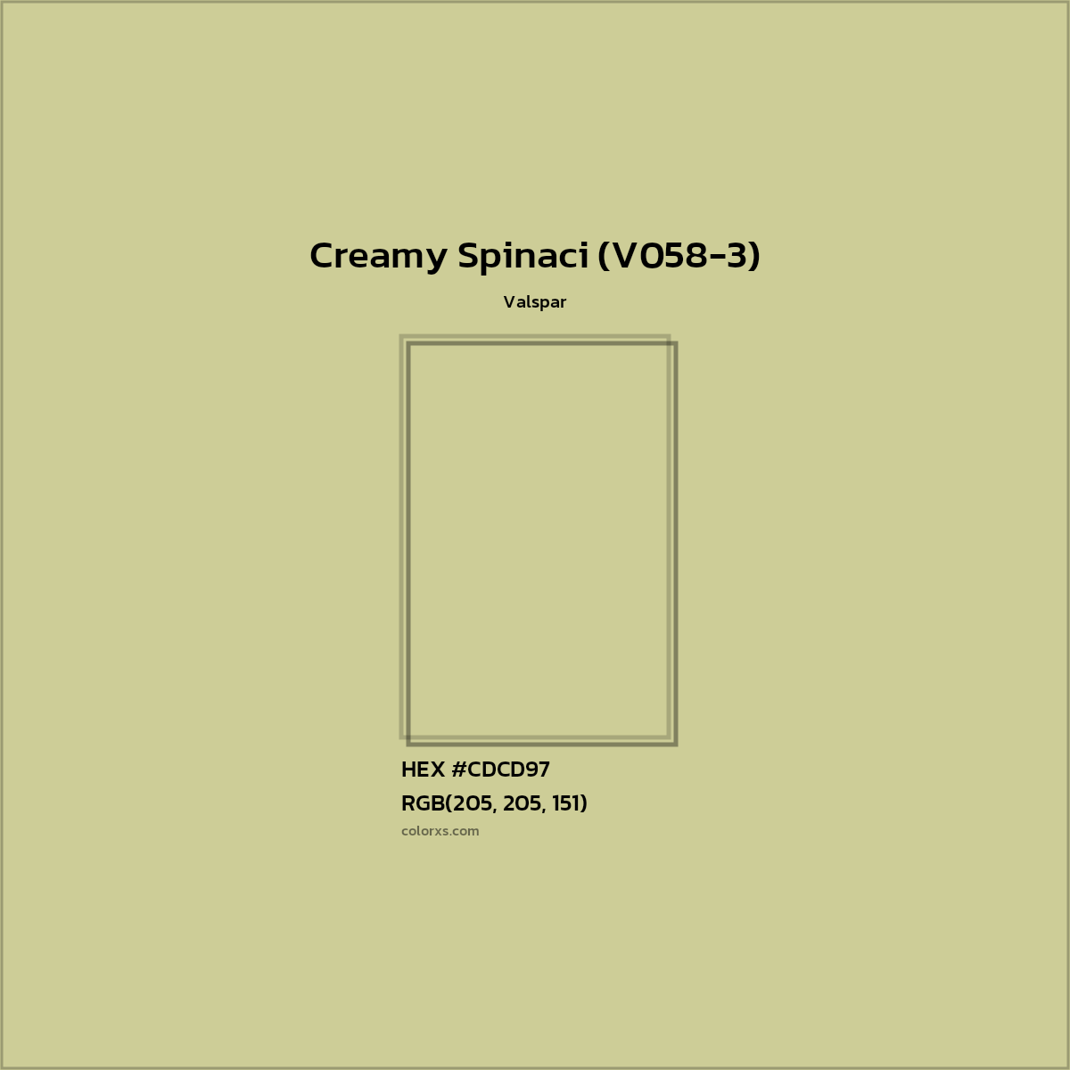 HEX #CDCD97 Creamy Spinaci (V058-3) Paint Valspar - Color Code