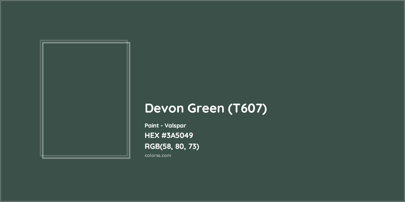 HEX #3A5049 Devon Green (T607) Paint Valspar - Color Code
