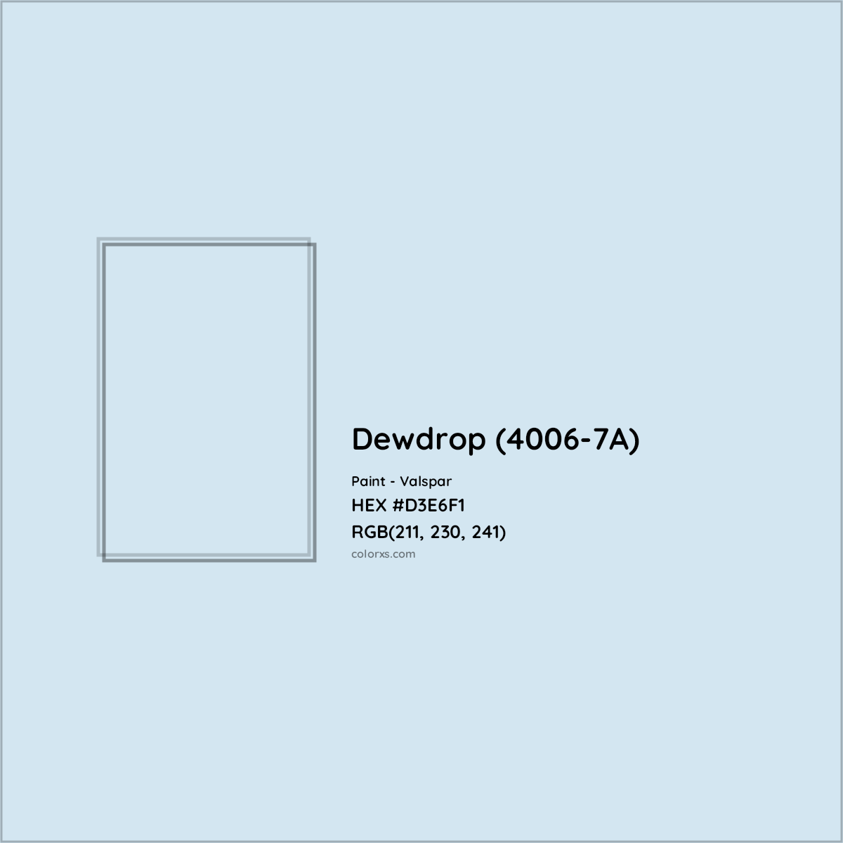 HEX #D3E6F1 Dewdrop (4006-7A) Paint Valspar - Color Code