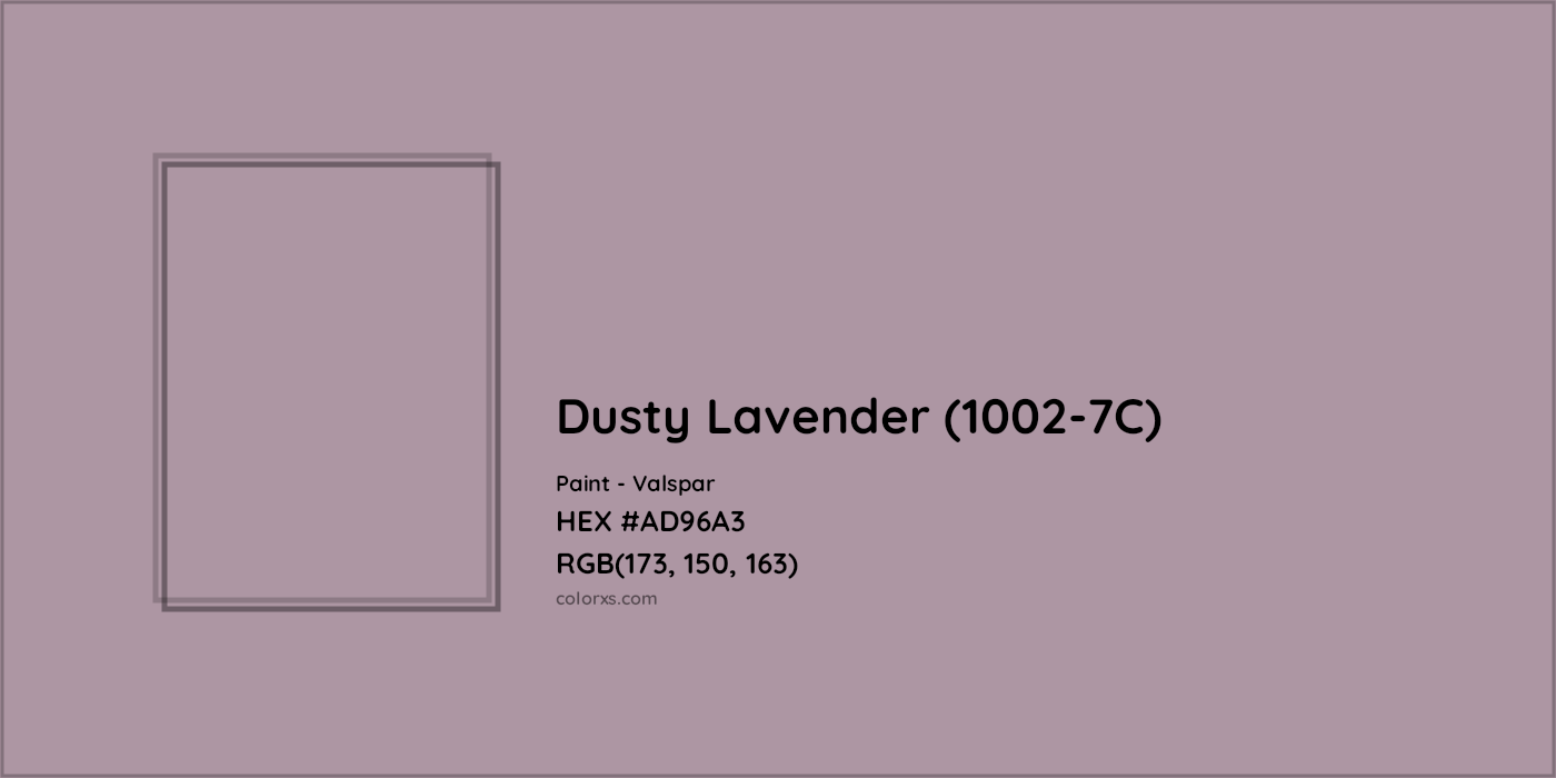 HEX #AD96A3 Dusty Lavender (1002-7C) Paint Valspar - Color Code