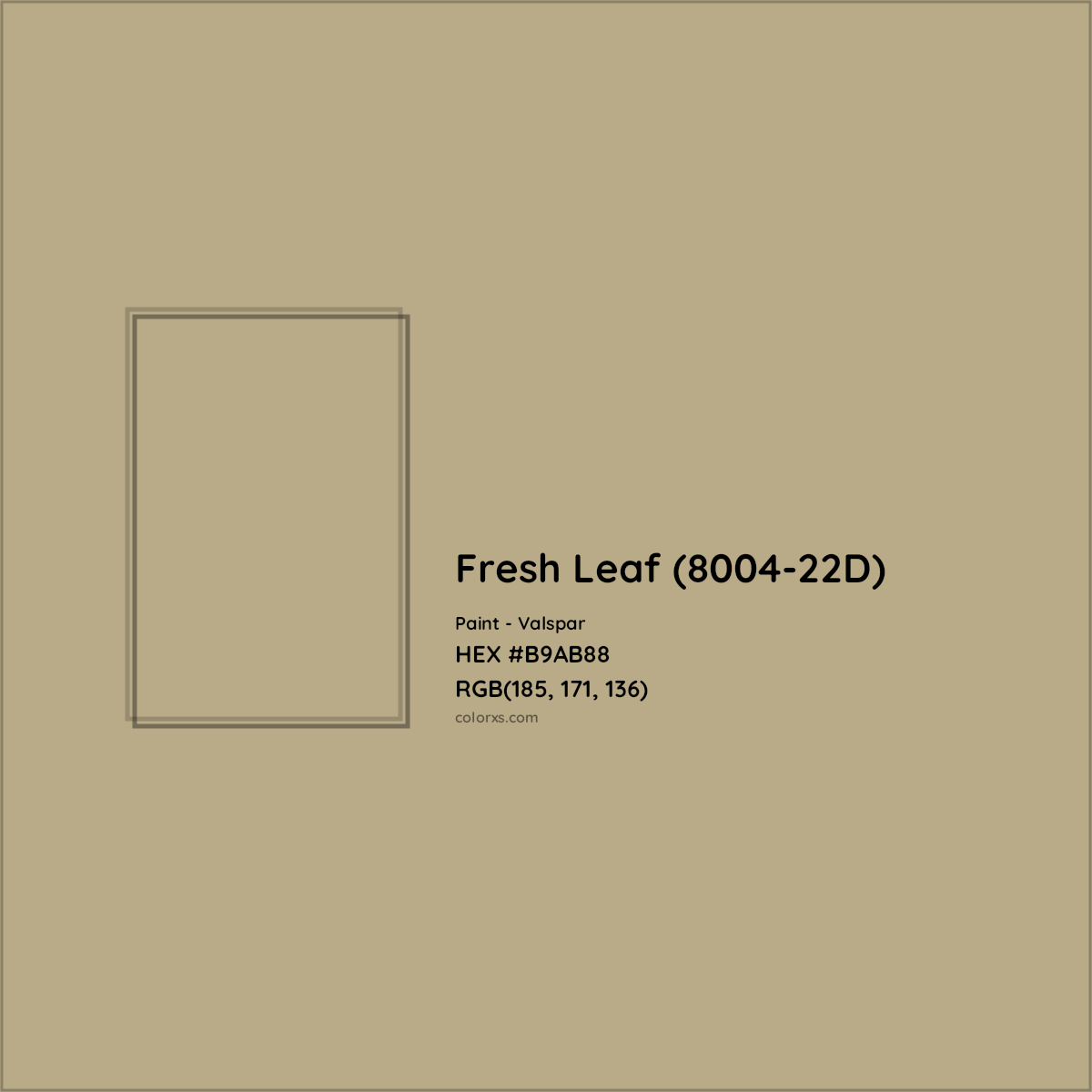 HEX #B9AB88 Fresh Leaf (8004-22D) Paint Valspar - Color Code