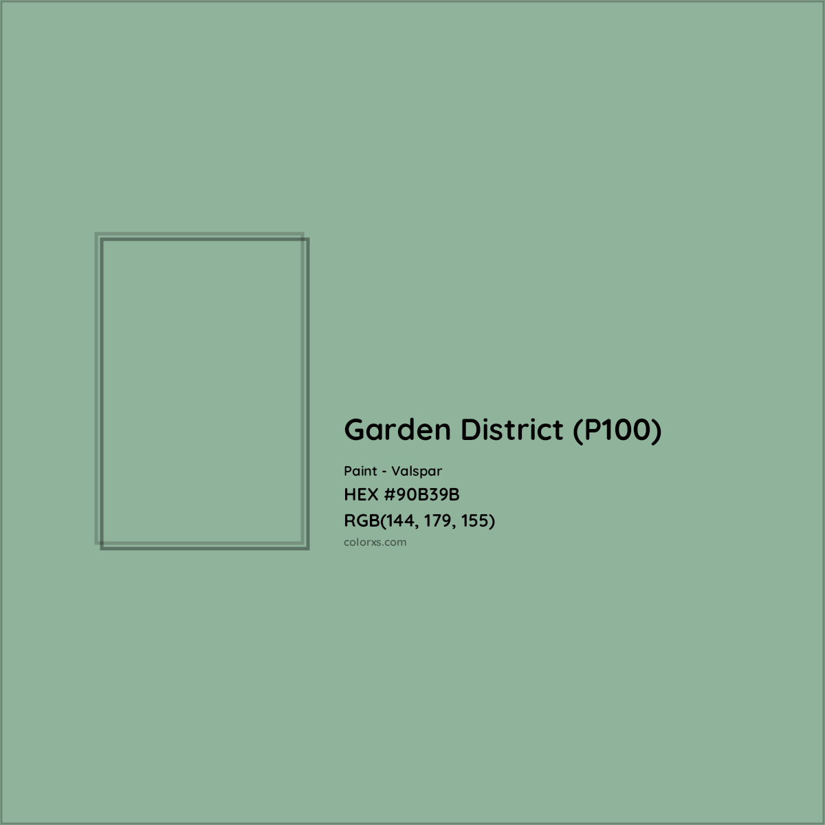 HEX #90B39B Garden District (P100) Paint Valspar - Color Code