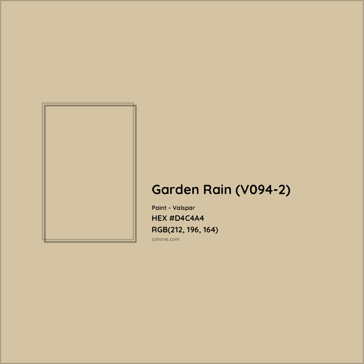 HEX #D4C4A4 Garden Rain (V094-2) Paint Valspar - Color Code