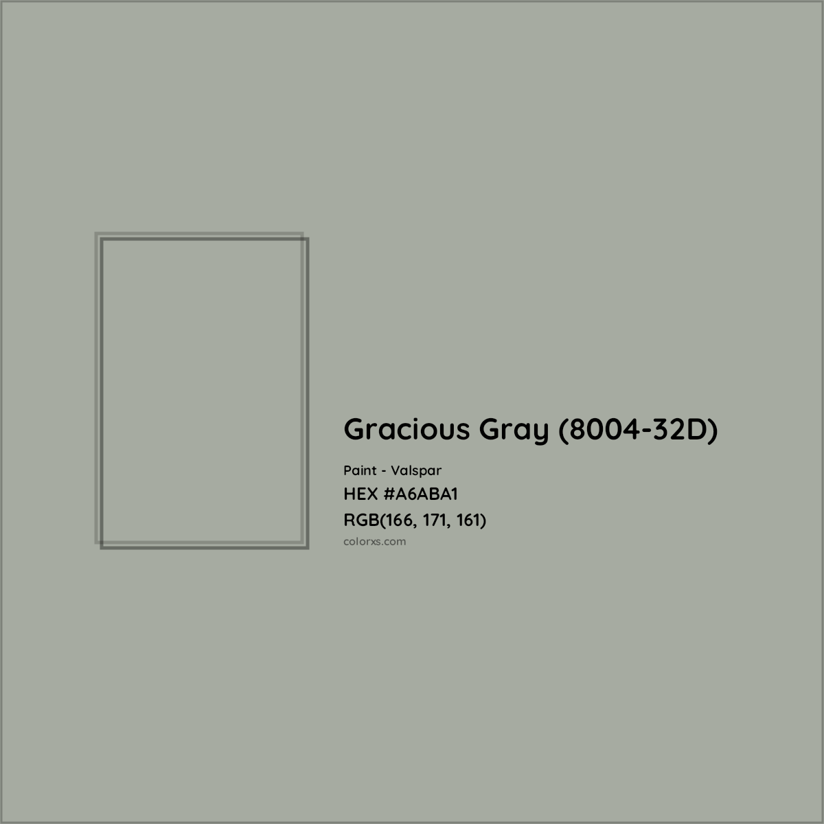 HEX #A6ABA1 Gracious Gray (8004-32D) Paint Valspar - Color Code