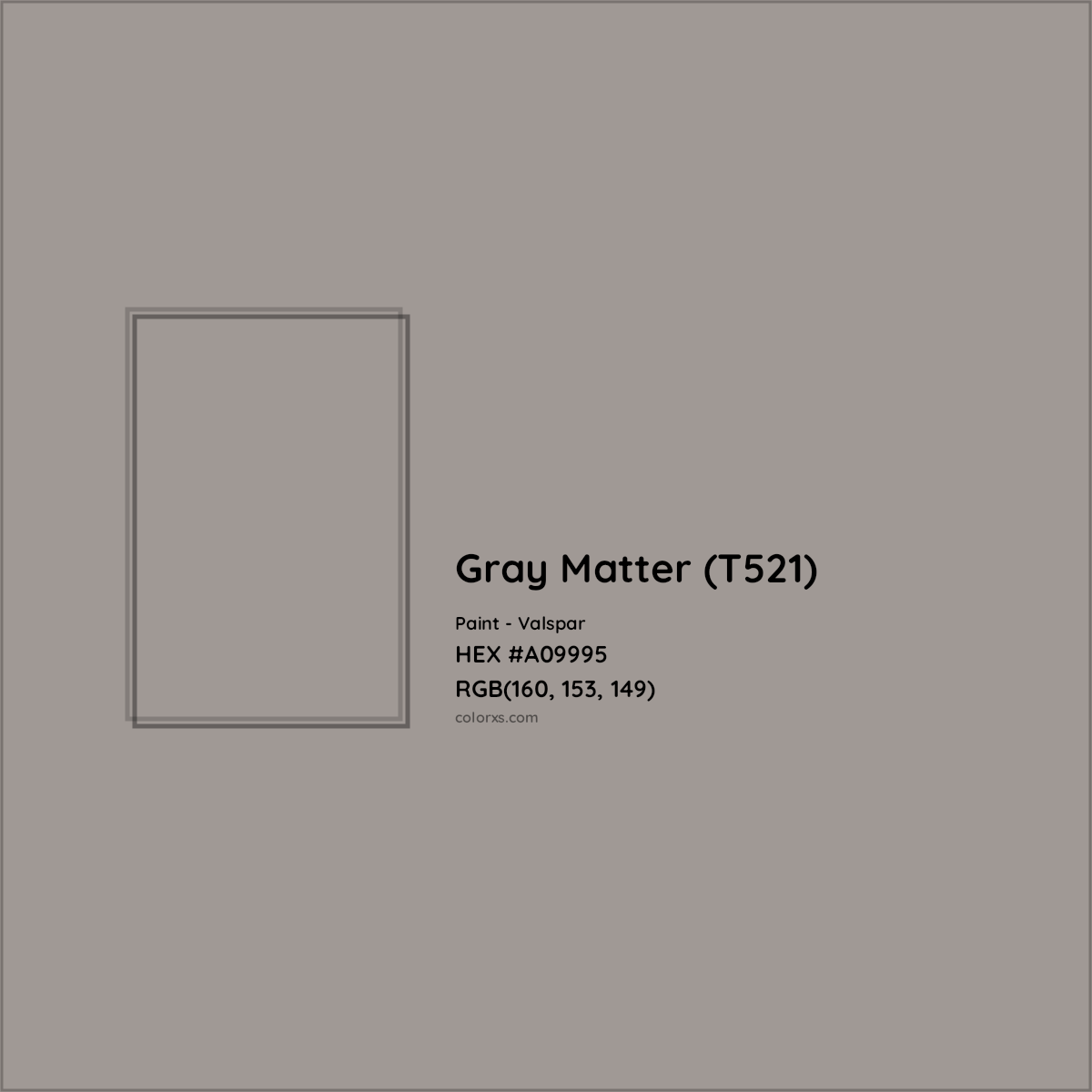 HEX #A09995 Gray Matter (T521) Paint Valspar - Color Code