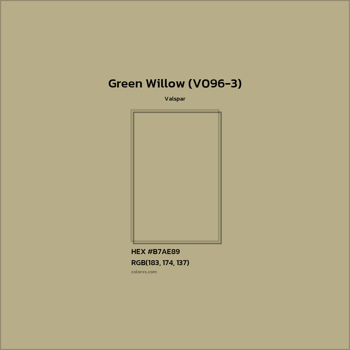 HEX #B7AE89 Green Willow (V096-3) Paint Valspar - Color Code