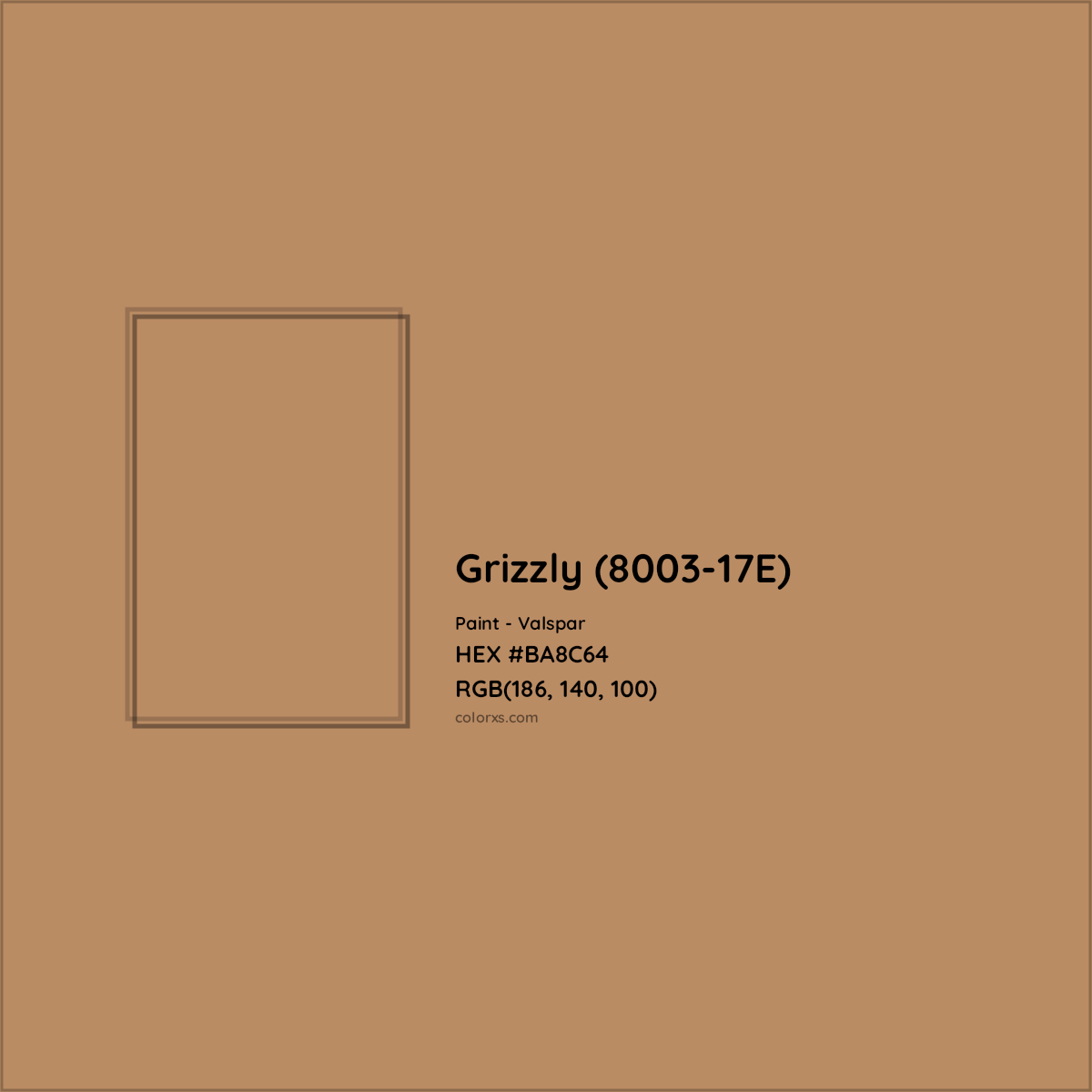 HEX #BA8C64 Grizzly (8003-17E) Paint Valspar - Color Code