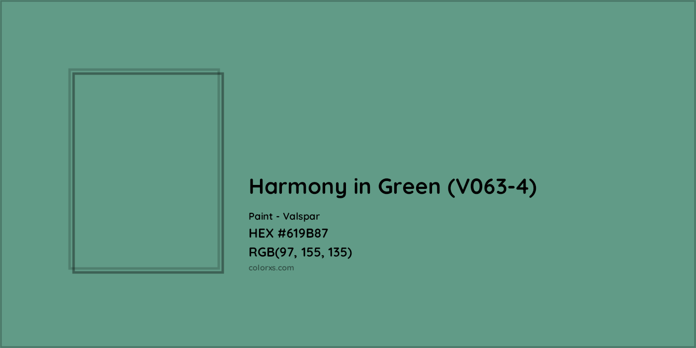 HEX #619B87 Harmony in Green (V063-4) Paint Valspar - Color Code