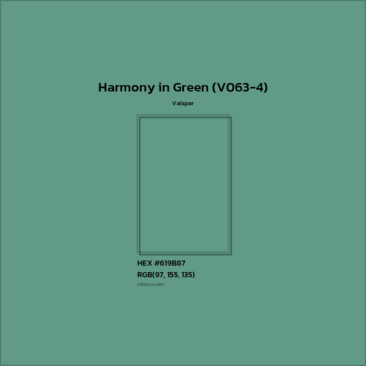 HEX #619B87 Harmony in Green (V063-4) Paint Valspar - Color Code