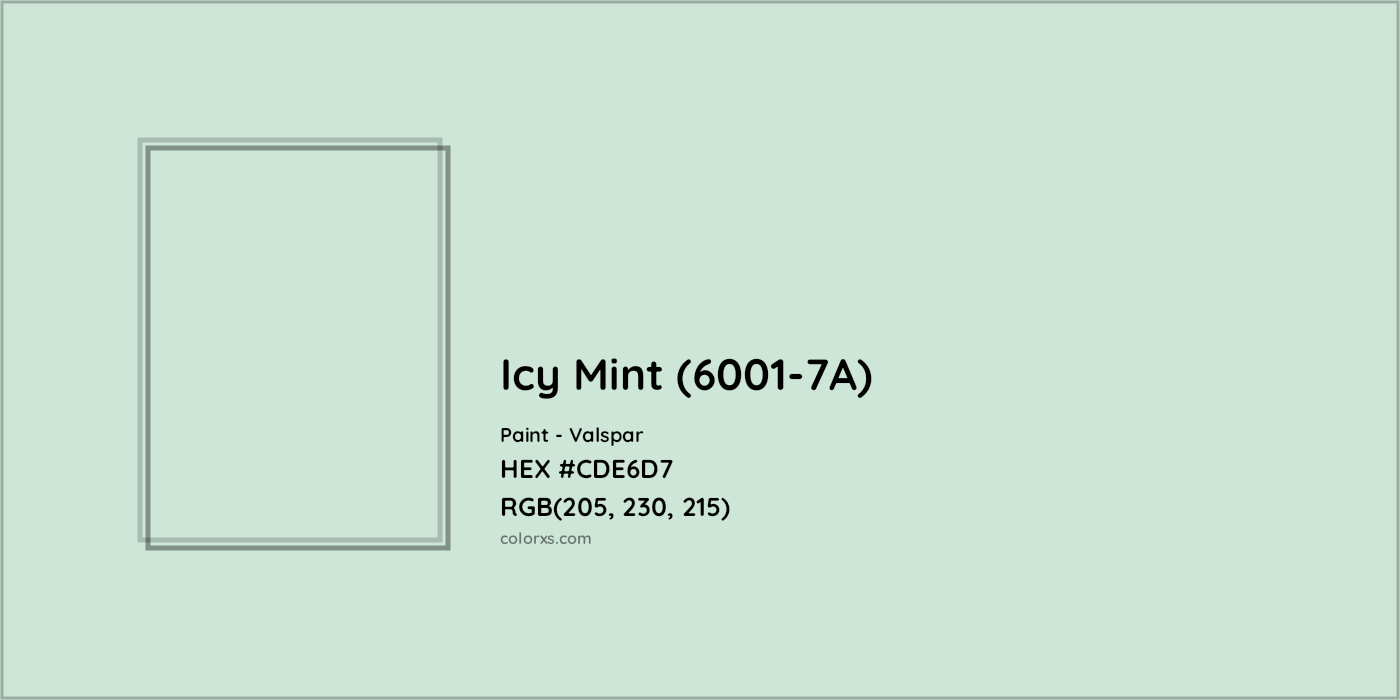 HEX #CDE6D7 Icy Mint (6001-7A) Paint Valspar - Color Code