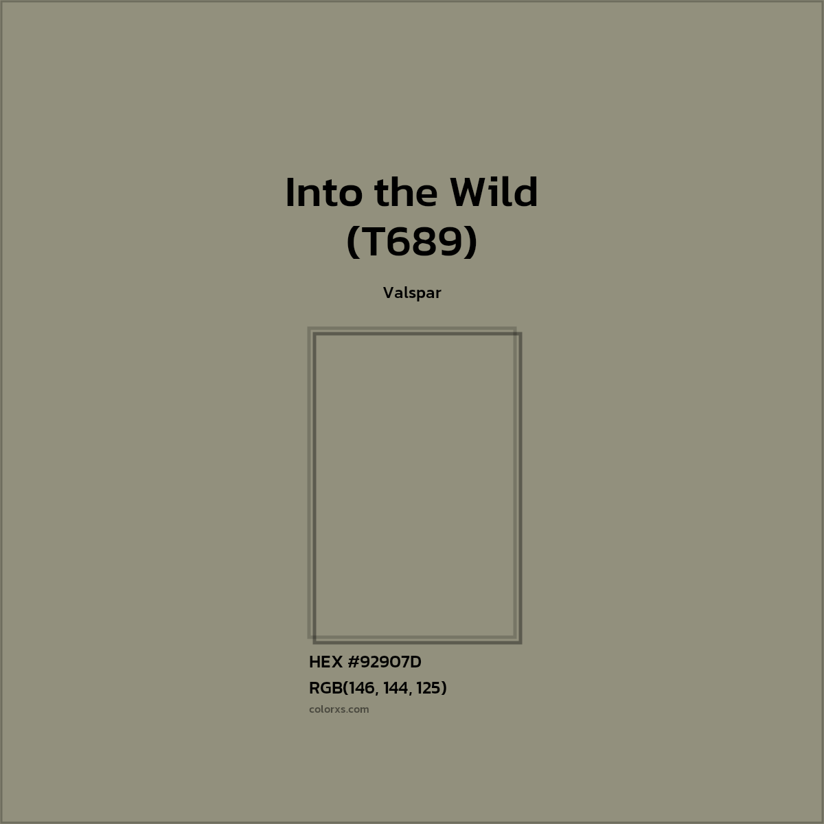 HEX #92907D Into the Wild (T689) Paint Valspar - Color Code